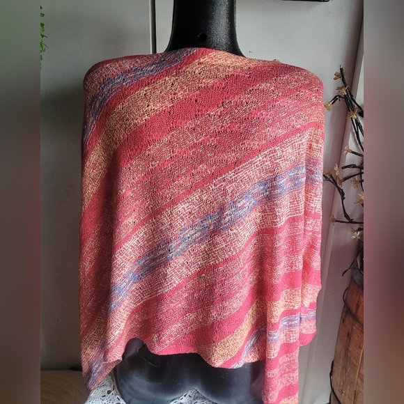 Nally & Millie Pink Multi Colored Striped Dolman Sleeve Top OS - Picture 5 of 6